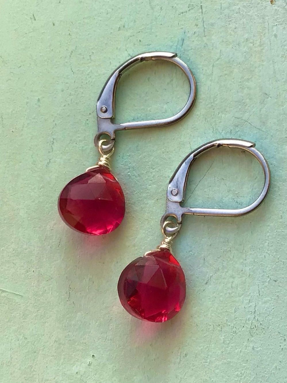 Tourmaline Rubellite tone Quartz Silver Sundance Charm Earrings